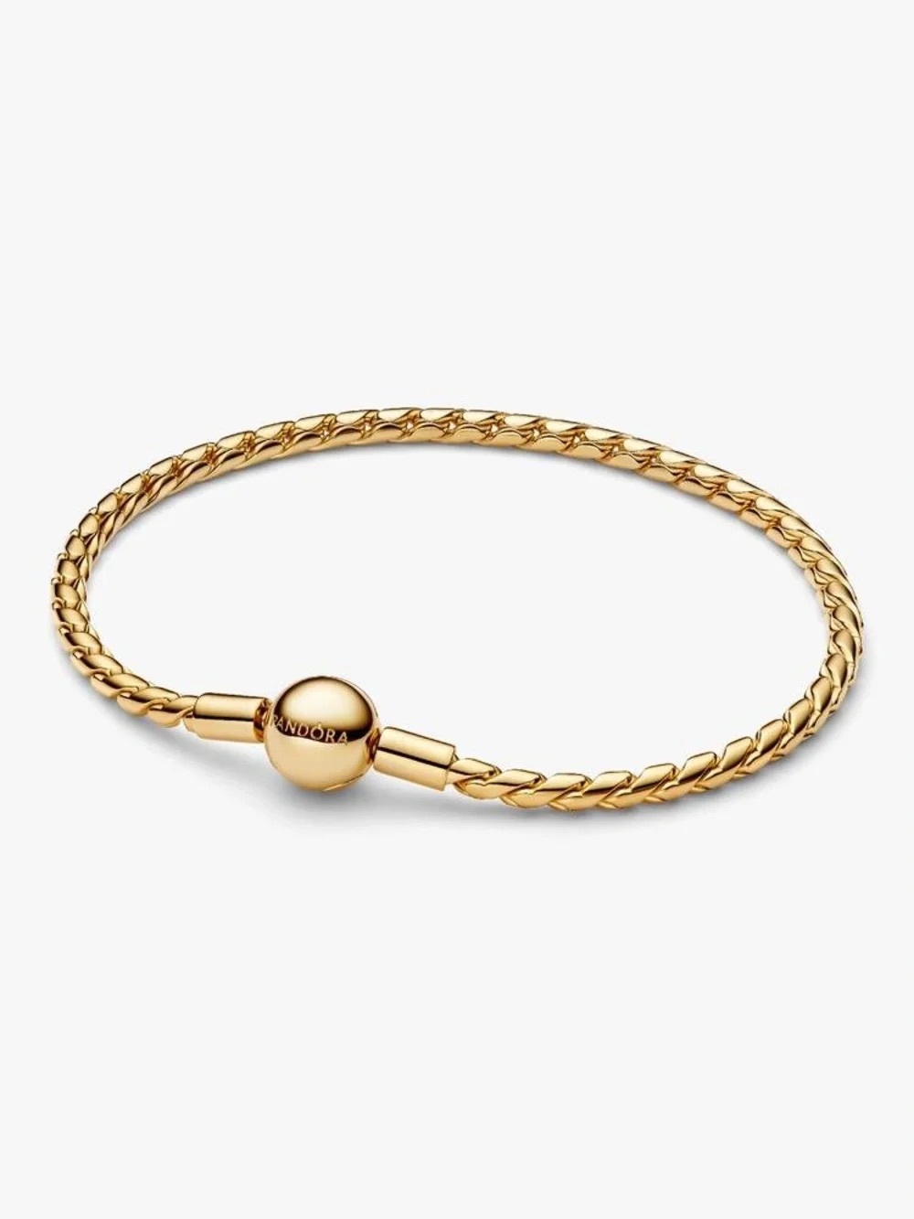Pandora Gold Braided Chain Bracelet with Signature Ball Clasp